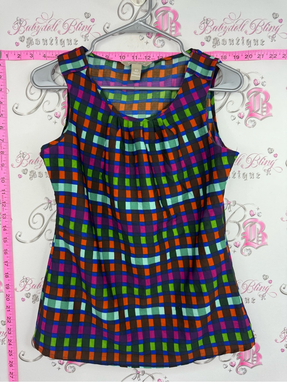 Banana Republic Multicolor Plaid Sleeveless Scoop Neck Camisole